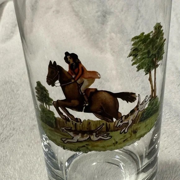 Equestrian Themed Glass Tumblers Set of 4 - Picture 2 of 3